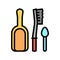 shovel, brush and spoon for prepare coffee color icon vector illustration