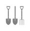 Shovel. Pitchfork. Icon set