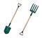 Shovel and pitchfork on white background