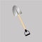 Shovel or rabbler with yellow handle icon on the grey background