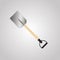 Shovel or rabbler with yellow handle icon on grey background