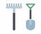 Shovel and rake icon. flat style