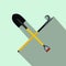 Shovel and scrap flat icon