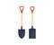 Shovel tool set. Steel shovel tool. Work gardening, agriculture garden, spade equipment, dig farm logo design.