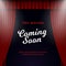 Show coming soon poster promotion vector design. Opened theater stage curtain background with two spotlight illustration