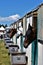 Show jumpers wait in their stalls for the next event.