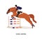 Show jumping flat vector illustration. Horse rider, athlete cartoon character. Equestrian show, horseback riding