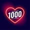 show some love to 1000 followers with glowing red neon heart frame