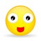 Show tongue emoji. Tease emotion. Put out tongue emoticon. Cartoon style. Vector illustration smile icon.