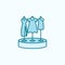 showcase with dresses 2 colored line icon. Simple colored element illustration. showcase with dresses outline symbol design from