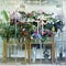 Showcase in the flower shop. Many bouquets of flowers