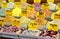 Showcase for sales of herbs, spices and tea on the Grand Bazaar, Istanbul. Traditional turkish kitchen