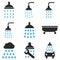 Shower And Bath Vector Icon Set
