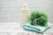 Shower Bottle and Shower Puff Fibre Scrub