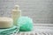 Shower Bottle and Shower Puff Fibre Scrub