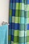 Shower curtain and towel rack