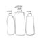 shower gel bottles with dispenser. Set cosmetics icon. Trendy cartoon style. Hygiene and health care illustration. beauty object s