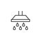 Shower head and large water drops falling outline icon