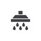 Shower head and large water drops falling vector icon