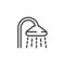 Shower head linear icon. Bathroom outline symbol. Pictogram for printed catalogs, sites, applications. Vector