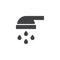 Shower head and water drops flowing vector icon