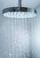 Shower Head with Water Stream on Grey Background