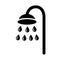 Shower icon, simple black flat vector clip art with water drops