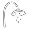 Shower with water drops, symbol of hygiene and cleanliness, black and white hand drawn doodle vector