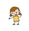 Showing Hand for Help - Cute Cartoon Girl Illustration
