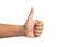 Showing hand thumbs up isolated on a white background