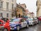 Showing race cars on the square on the Large Square in Sibiu city in Romania