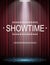 Showtime background with curtain illuminated by spotlights