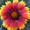 Showy and bright Gaillardia pulchella flower with green grass