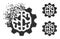 Shredded Dot Brain Gear Glyph with Halftone Version