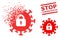 Shredded Dotted Contagious Lockdown Icon and Textured Stop Coronavirus Seal