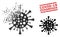 Shredded Dotted Corona Virus Icon and Textured Covid-19 Diagnosis Seal