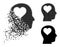 Shredded and Halftone Pixelated Lover Head Glyph