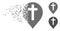 Shredded Pixel Halftone Christian Cross Marker Icon