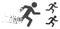 Shredded Pixelated Halftone Running Man Icon