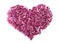 Shredded red cabbage in a heart shape
