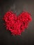 Shredded red paper shaped as a heart shape