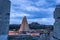 Shree virupaksha temple with bright dramatic sky background at evening