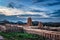 Shree virupaksha temple view at evening with dramatic sky