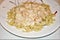 Shrimp Alfredo on Plate Close-up