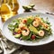 A Shrimp and Avocado Salad on a White Plate