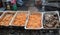 Shrimp and beef prepared for the Lakeview Taco Fest, Chicago, Illinois USA