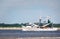 A shrimp boat leaving Winyah bay for a days fishing.