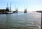 Shrimp boats entering Charleston harbor