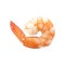 Shrimp of boiled prawn seafood isolated white background