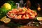 Shrimp in a bowl on a wooden table